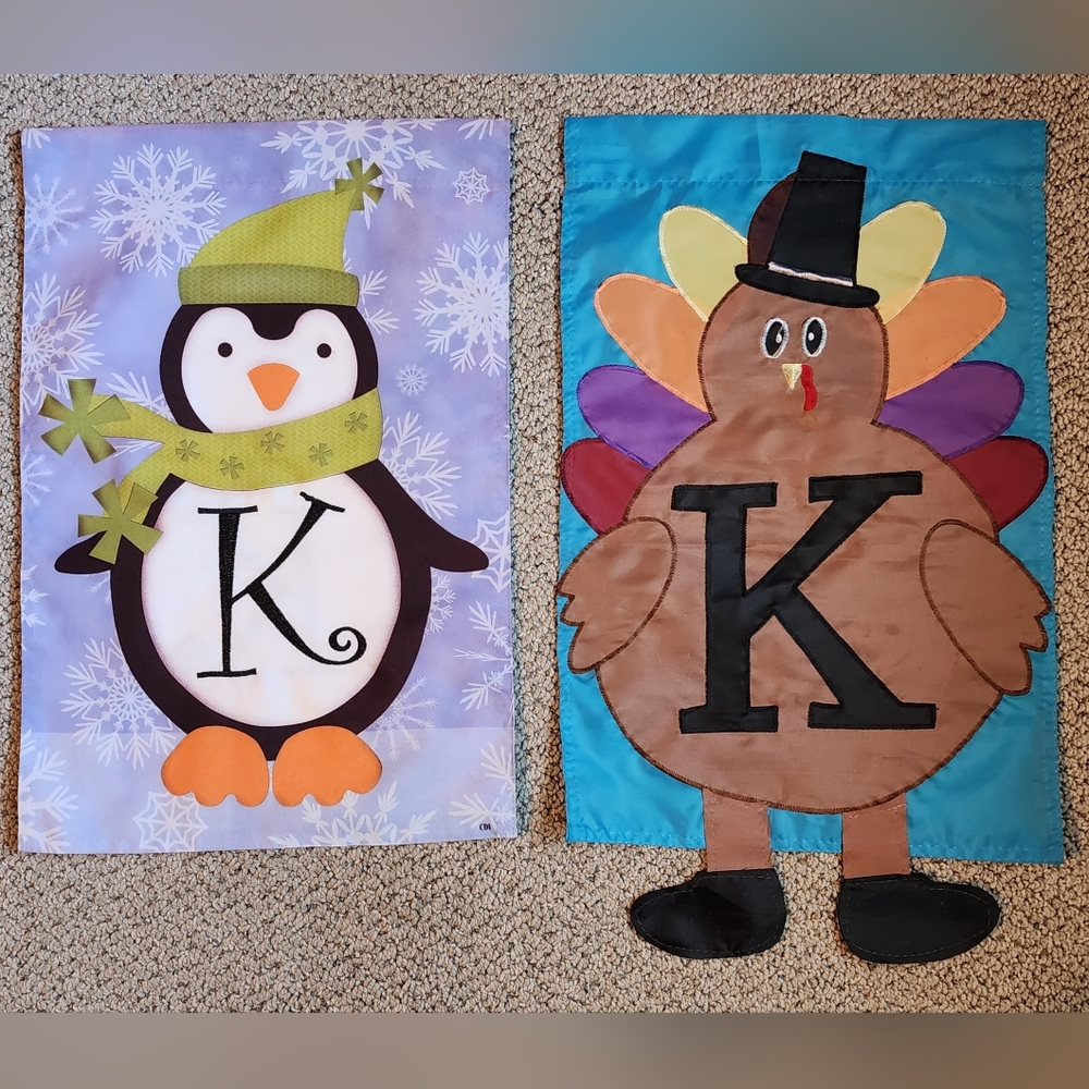 🦋 "K" Garden Flags (set of 2)